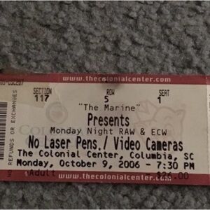 October 9th 2006 WWE raw ticket colonial center